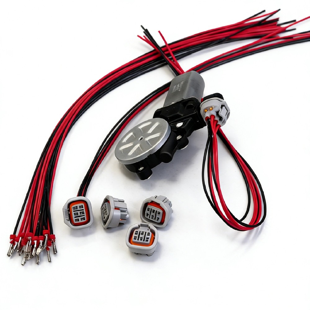 Waterproof plug-in wiring harness for automotive motors